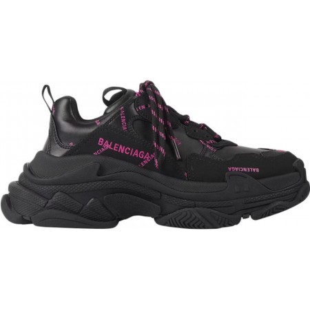 Balenciag* Wmns Triple S Sneaker 'All Over Logo - Black Pink'