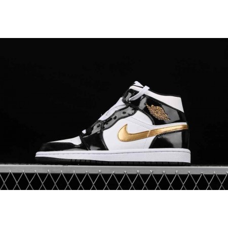 Air Jordan 1 Mid Patent 'Black Gold'