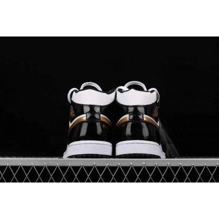 Air Jordan 1 Mid Patent 'Black Gold'