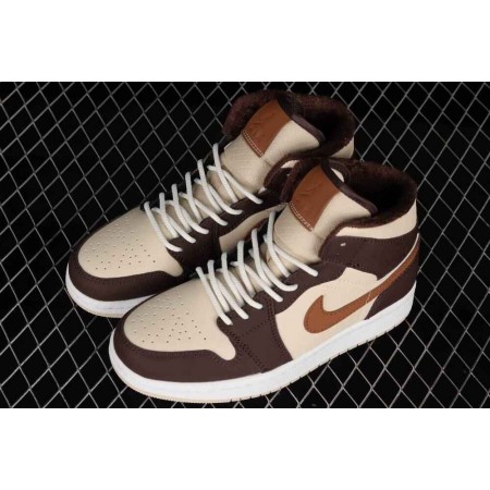 Wmns Air Jordan 1 Mid SE 'Cream Dark Chocolate'