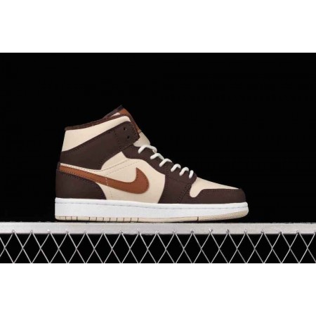 Wmns Air Jordan 1 Mid SE 'Cream Dark Chocolate'