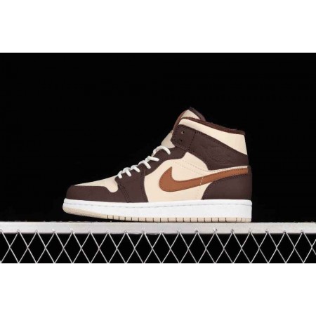 Wmns Air Jordan 1 Mid SE 'Cream Dark Chocolate'