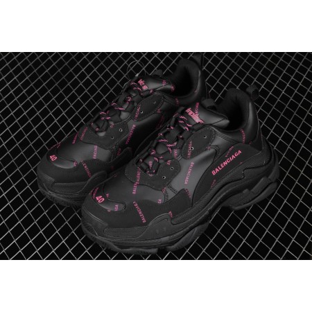 Balenciag* Wmns Triple S Sneaker 'All Over Logo - Black Pink'