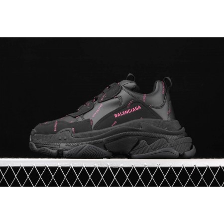 Balenciag* Wmns Triple S Sneaker 'All Over Logo - Black Pink'