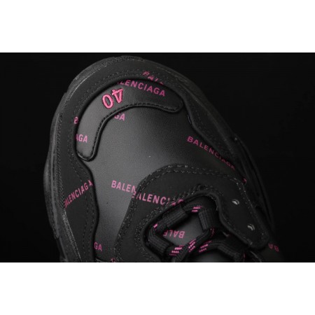 Balenciag* Wmns Triple S Sneaker 'All Over Logo - Black Pink'