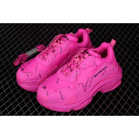 Balenciag* Wmns Triple S Sneaker 'All Over Logo - Fuchsia'