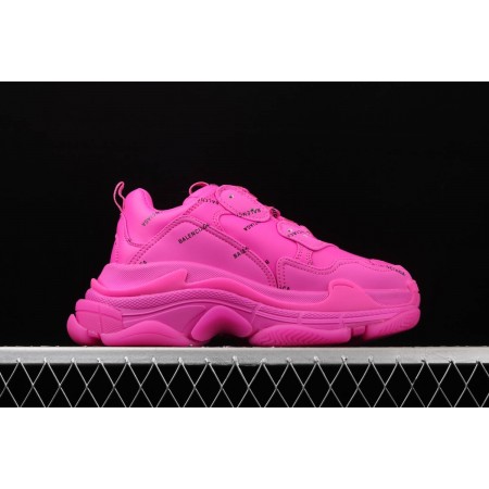 Balenciag* Wmns Triple S Sneaker 'All Over Logo - Fuchsia'