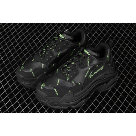 Balenciag* Triple S Sneaker 'Allover Logo - Black Fluo Yellow'