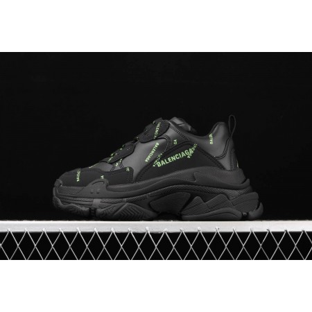 Balenciag* Triple S Sneaker 'Allover Logo - Black Fluo Yellow'