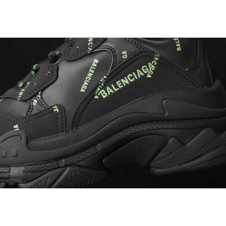 Balenciag* Triple S Sneaker 'Allover Logo - Black Fluo Yellow'